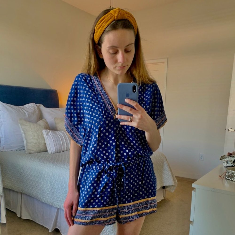 Olivaceous Printed Kimono Sleeve Romper